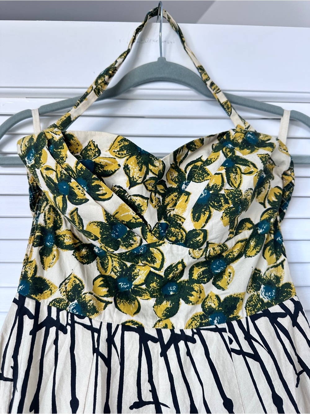Anthropologie 100% Cotton Girls From Savory Floral Halter Mídi Dress Size - Picture 2 of 16